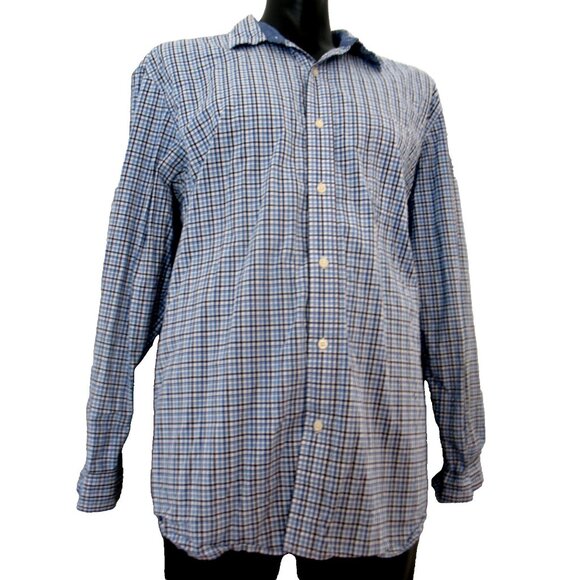 CHAPS Men's Button Front Long Sleeve Blue Plaid Size XXL - Picture 4 of 14